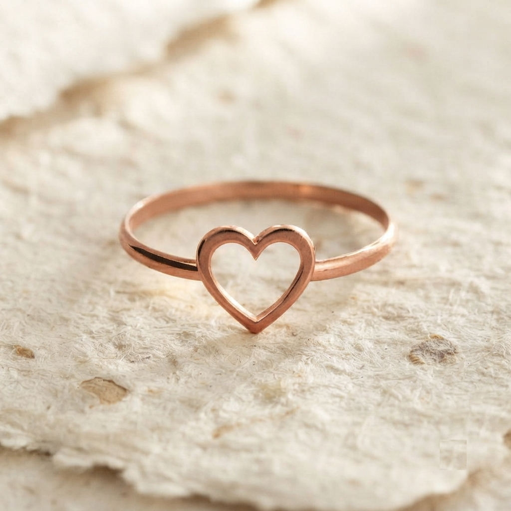 Dainty Heart Ring, 925 Sterling Silver Minimalist Ring, Open Heart Stacking Band, Delicate Love Jewelry, Girlfriend Gift, Tiny Heart Ring - Image 4