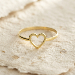 Dainty Heart Ring, 925 Sterling Silver Minimalist Ring, Open Heart Stacking Band, Delicate Love Jewelry, Girlfriend Gift, Tiny Heart Ring