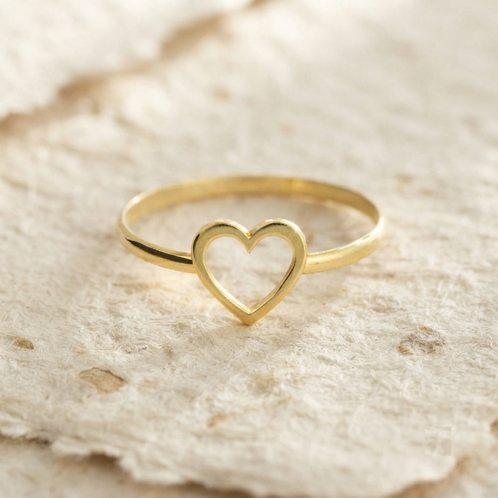 Dainty Heart Ring, 925 Sterling Silver Minimalist Ring, Open Heart Stacking Band, Delicate Love Jewelry, Girlfriend Gift, Tiny Heart Ring